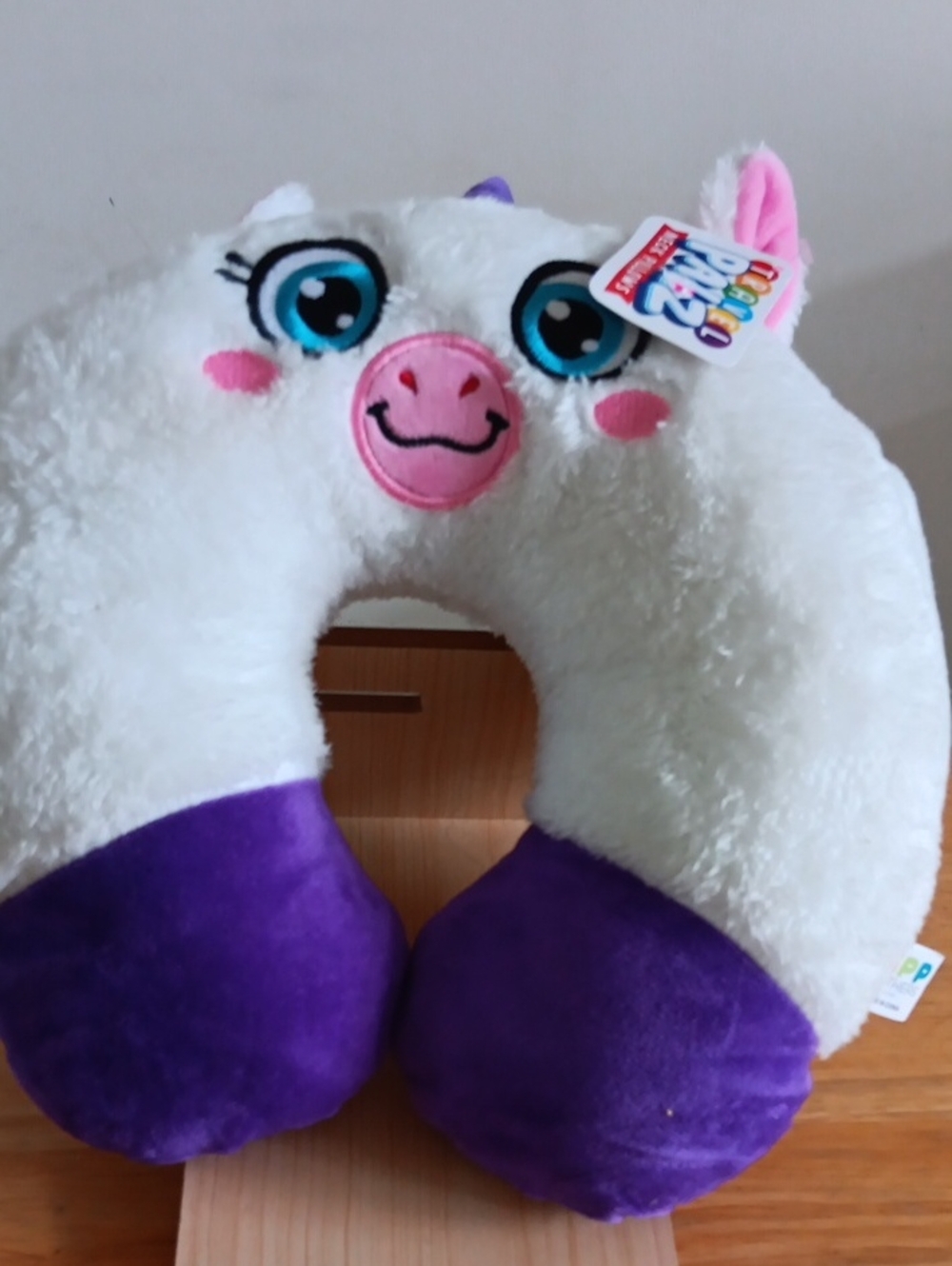 Plush Unicorn Travel Pillow - White and Purple Cute Neck Support